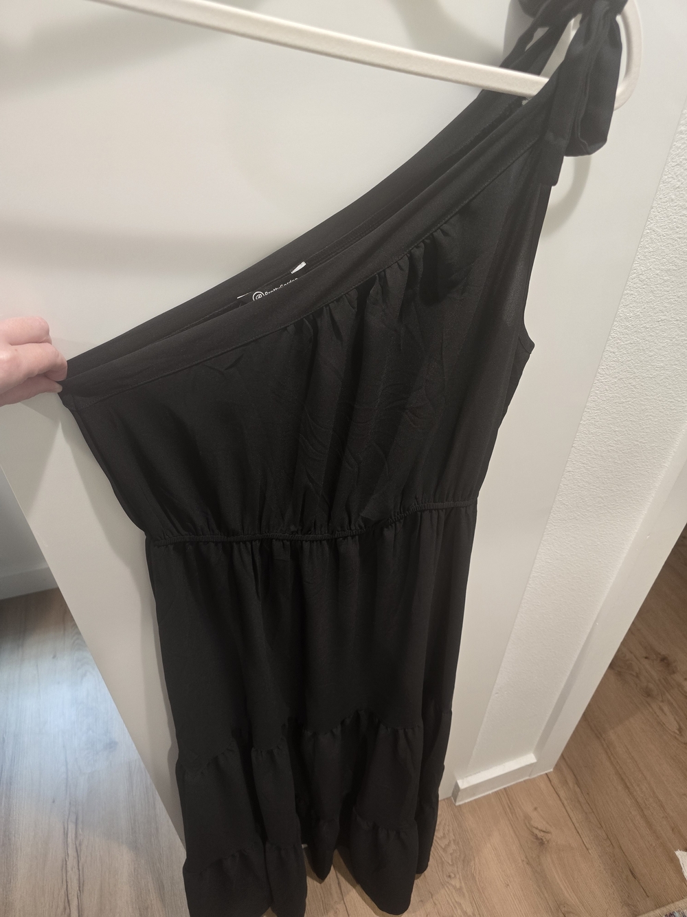 Black One-Shoulder Tiered Maxi Dress